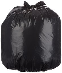 AmazonBasics 32 Gallon Trash Can Liner, 1.6 mil, Black, 150-Count