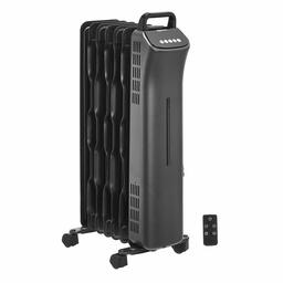 AmazonBasics Portable Oil-Filled Digital Radiator Heater with 7 Wavy ECO-Fins and Remote Control, 1500W, UK Plug - Black