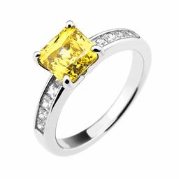 [Find] Amazon Collection Rhodium Plated Sterling Silver Yellow Princess kattokyu-bikkuzirukoniasoritexiaringu, Size 11 