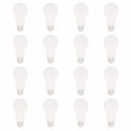 AmazonBasics - Bombilla LED A19 (regulable, 10 000 horas de vida útil, luz LED (renovada), 100 vatios, 16 unidades, Daylight