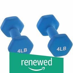 (Renewed) AmazonBasics Neoprene Dumbbells, Set of 2, (1.8 KGS Each ) - Blue