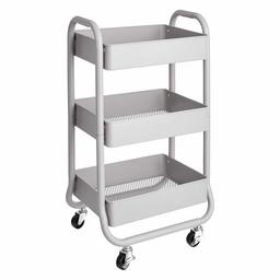 AmazonBasics 3-dier metalen rolling opslag Cart and Organizer, grijs