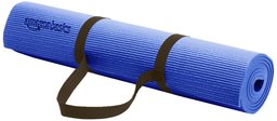 AmazonBasics 1/4-Inch Yoga and Exercise Mat with Carrying Strap, Blue