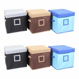 Amazon Brand - Solimo Fabric Storage Box with Lid, Large, Set of 6, Multicolor