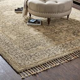 Amazon Brand – Stone & Beam Kelsea Vintage-Inspired, Tassled Wool Area Rug, 8 x 10 Foot, Beige and Grey