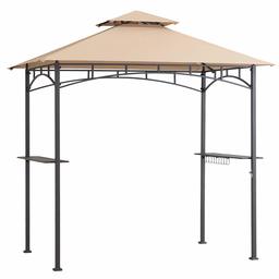 AmazonBasics Outdoor Patio Grill Gazebo with LED Lights for Barbecue - Beige and Khaki