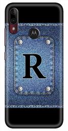 Amazon Brand - Solimo Designer Button Jeans Alphabet-R 3D Printed Hard Back Case Mobile Cover for Motorola Moto E6s / Motorola Moto E6 Plus