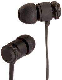 AmazonBasics In-Ear Headphones with Flat Cable and Universal Mic, Black