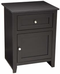 AmazonBasics Classic Wood Nightstand End Table with Cabinet - Black Oak