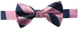 Pajarita de seda para hombre con botones de abajo (19 diseños), Pink/Navy Stripe, One Size