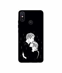 Amazon Brand - Solimo Designer Couples Standing in Rain 3D Printed Hard Back Case Mobile Cover for Motorola One Power