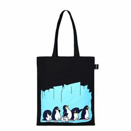 Eono Toile Sac fourre-Tout Sac à provisions réutilisable écologique épicerie Sacs en Toile d'épaule pour Les Femmes, Les Hommes, Les Filles Sacs à Main - Imprimé Amour Penguin (Noir) | 0602F02