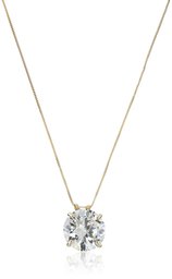 14k Yellow Gold 10mm Round Cubic Zirconia Solitaire Pendant Necklace (3.75 carat, Diamond Equivalent), 18