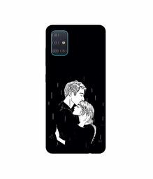 Amazon Brand - Solimo Designer Couples Standing in Rain 3D Printed Hard Back Case Mobile Cover for Samsung Galaxy A51