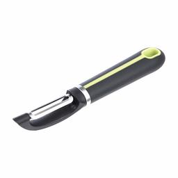 AmazonBasics Swivel Peeler with Protective Cover, Soft Grip Handle, Grey and Green