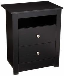 AmazonBasics Classic 2-Drawer Wood Nightstand End Table - Black Oak