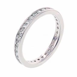 [Find] Amazon Collection roziumumekkisuta-ringusiruba- 2.75 mm Clear Round Cut Cubic Zirconia bikkuzirukoniabi-zusettoetanitexibandoringu, Size 9 