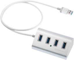 AmazonBasics USB 3.1 Type-A to 4-Port Aluminum Hub, Silver