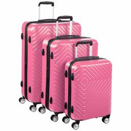 AmazonBasics Geometric Luggage - 3 piece Set (55cm, 68cm, 78cm), Pink