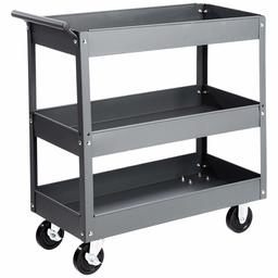 AmazonBasics Steel 3-Shelf Multipurpose Tub Utility/Supply Cart with 550-Pound capacity - Gray