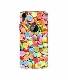 Amazon Brand - Solimo Designer Candies 3D Printed Hard Back Case Mobile Cover for Apple iPhone XR (Logo Cut)