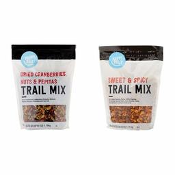 Amazon Brand - Happy Belly Dried Cranberries, Nuts & Pepitas Trail Mix, 42 oz & Happy Belly Sweet & Spicy Trail Mix, 40 Ounce