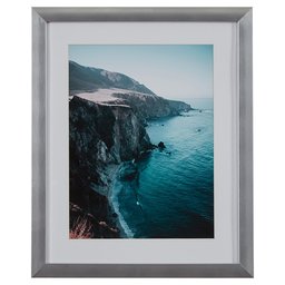 Amazon Brand – Stone & Beam Modern Photo of Rocky Cliffs by Sea in Silver Frame, 18