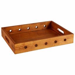 Stone & Beam Modern Farmhouse Wood Decorative Tray - 2.5 x 12 x 16 Inches, Natural (Renewed)