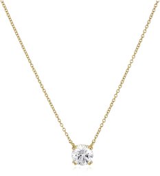 Yellow Gold Plated Sterling Silver Solitaire Pendant Necklace set with Round Cut Swarovski Zirconia (2 cttw), 18