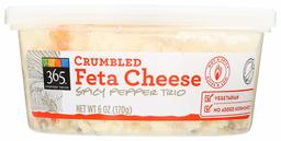 365 Everyday Value, Feta Cheese, Spicy Pepper Trio, Crumbled, 6 oz