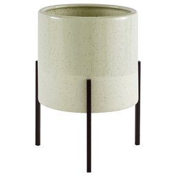 Amazon Brand – Rivet Mid-Century Ceramic Planter with Iron Stand 9.1