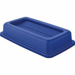 AmazonBasics tapa doble con tapa para lata de basura comercial delgada de 23 galones, azul, paquete de 3 (renovado)