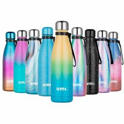 UMI. by Amazon - Borraccia Termica 500ml, Porta Bottiglia Termica Acqua Isolata, Borracce Termiche Alluminio Acciaio Inox, Riutilizzabile Borraccia Sportiva Senza BPA, Giallo Blu