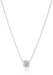 14k White Gold Bezel Set Solitaire Adjustable Pendant Necklace (3/4cttw, J-K Color, I1-I2 Clarity), 16