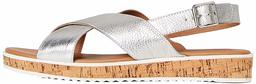 Amazon Brand - find. Women's Crossover Cork Sole Leather, Silber Silver), US 7