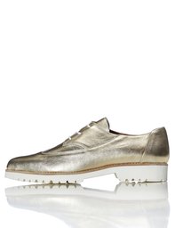 Amazon Brand - find. Women's Brogues in Contrast Colour Leather Lace Ups , Gold (Gold), US 5