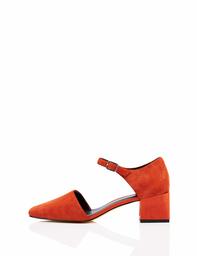 find. Amazon Brand Block Heel Two Part Suede Mary Jane, Red, US 6.5