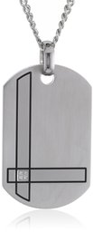 Men's Stainless Steel Dog Tag Pendant Necklace (.02 cttw), 24