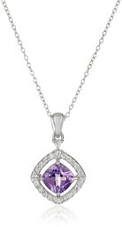 Amethyst and White Topaz Pendant Necklace in Sterling Silver, 18