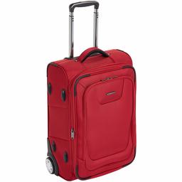 AmazonBasics Valise cabine extensible souple, à roulettes avec serrure TSA - 56 cm, Rouge