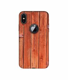 Amazon Brand - Solimo Designer Wooden Door 3D Printed Hard Back Case Mobile Cover for Apple iPhone X (Logo Cut)