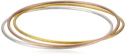 Set of 3 Tri-Tone Bangle Bracelet, 7.5