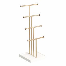 AmazonBasics Four-Tiered Jewellery Tree Stand - White/Brass