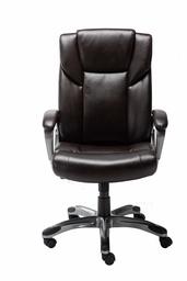 AmazonBasics High-Back Bonded Leather Executive Office Computer Desk Chair - Brown (Renewed)