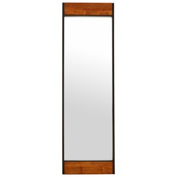 Amazon Brand – Rivet Wood and Iron Rectangular Hanging Wall Mirror, 44.25 Inch Height, Brown and Black