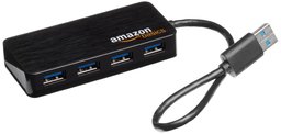 AmazonBasics - Hub USB 3.0 de 4 puertos (enchufe europeo), color negro