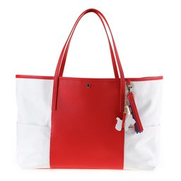 The Lovely Tote Co. womens standard Canvas Pocket Open Tote Handbag With Doggie Charm