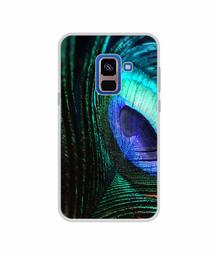 Amazon Brand - Solimo Designer Peacock Feather UV Printed Soft Back Case Mobile Cover for Samsung Galaxy A8 Plus (2018)