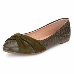 Flavia Women's Green Ballet Flats-6 UK (38 EU) (7 US) (FK/WQ0012/GRN)