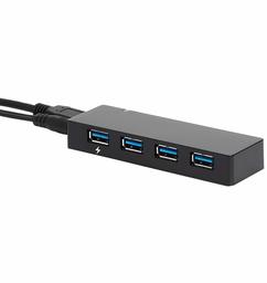 AmazonBasics Slim High-Speed 4 Port USB 3.0 Hub with AC Adapter for use with Macbook, Mac Pro, iMac, Surface Pro and more - Black (Renewed)